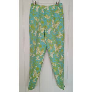 Dana Buchman Butterfly Print Linen + Silk Pants